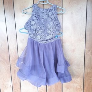 City Triangles Purple Lace Prom Dress